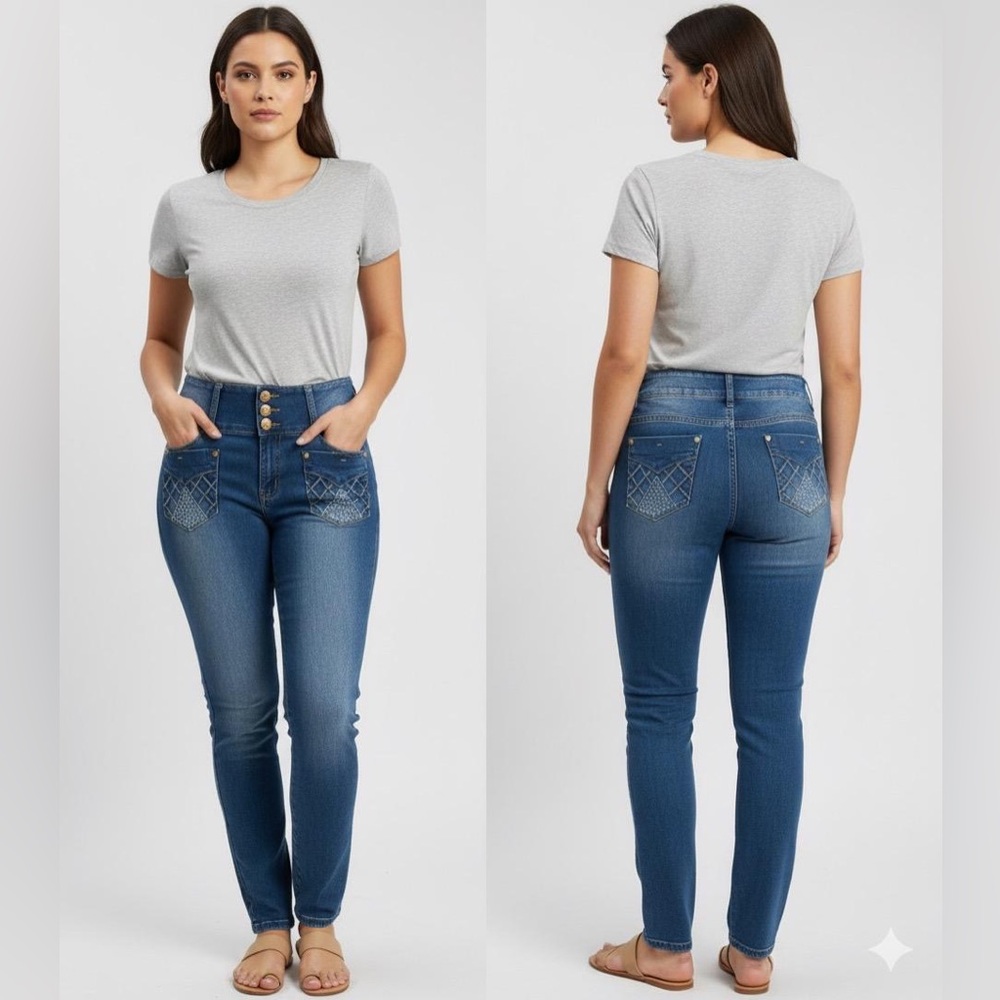 Colombian Elegant Blue Skinny Jeans for Women